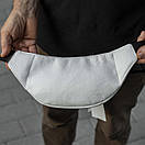 Сумка поясна (бананка) Body White унісекс, натуральна шкіра Флотар, біла, 3 відділення, фото 9