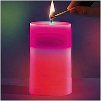 Воскова свічка з підсвіткою 7 кольорів для створення атмосфери романтики та затишку зі справжнім вогнем