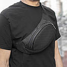 Сумка поясна (бананка) Body PERF Black унісекс, натуральна перфорована шкіра, чорна, 3 відділення, фото 7