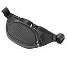 Сумка поясна (бананка) Body PERF Black унісекс, натуральна перфорована шкіра, чорна, 3 відділення, фото 8