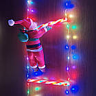 Санта Клаус на світловій драбині 1 метр led гірлянда Новорічний декор Дід Мороз на драбині, фото 5