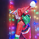 Санта Клаус на світловій драбині 1 метр led гірлянда Новорічний декор Дід Мороз на драбині, фото 2