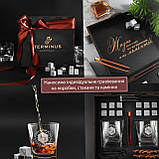 Камені для віскі охолоджувальні з келихами подарунковий набір у дерев'яному пакованні для цінувальників віскі, фото 6