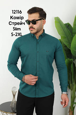 Приталена сорочка Red Stone з довгим рукавом (варений котон), фото 1