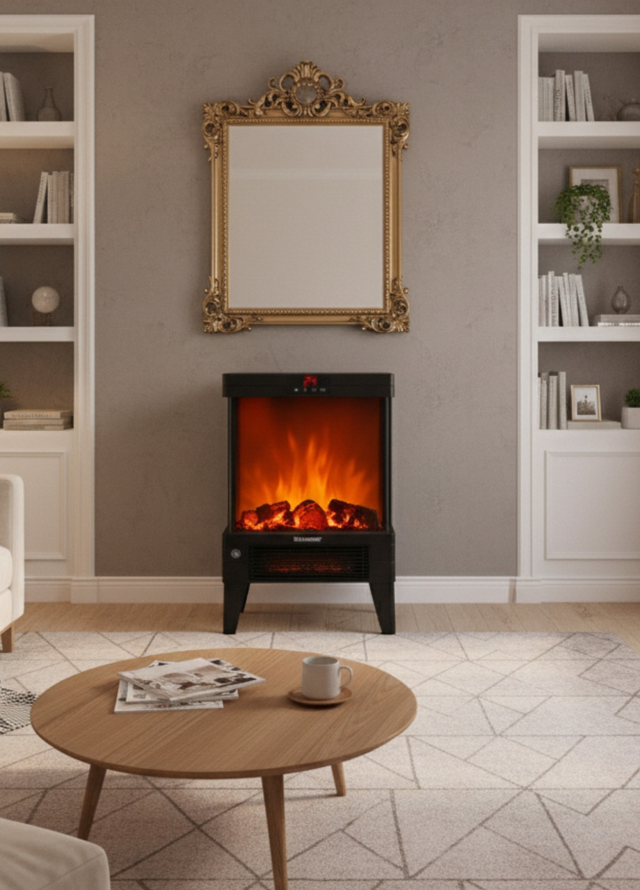 Електрокамін KAMINER EMBEGO 2000 Вт, обігрівач, тепловентилятор з функцією обігріву., фото 1