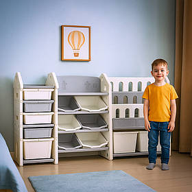 Стелаж органайзер з контейнерами та ящиками для іграшок та поличками для книг Mealux Line