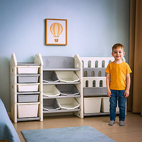 Стелаж органайзер з контейнерами та ящиками для іграшок та поличками для книг Mealux Line, фото 1
