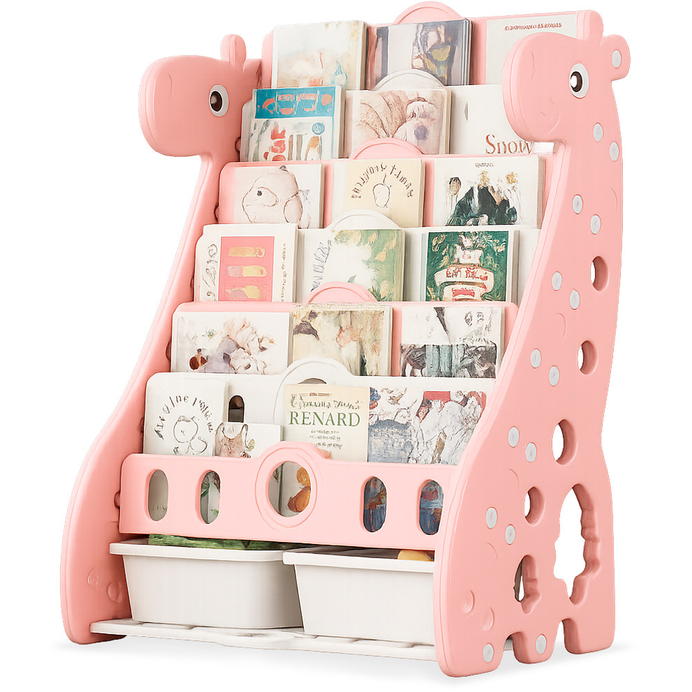 Стелаж для іграшок та книг пластиковий в дитячу кімнату Mealux Raffo Pink