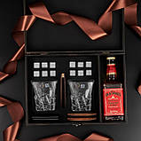 Камені для віскі в подарунковому наборі з келихами 310 мл оригінальний подарунок чоловікові на ювілей і день народження, фото 2