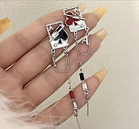 Сережки з гральними картами, сережки з камінцями, сережки карти, сережки з картами, сережки гральні карти, сережки з камінчиками