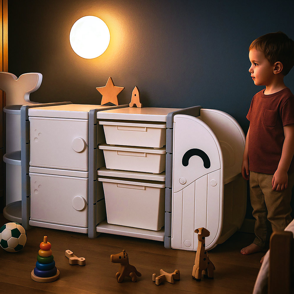 Стелаж органайзер з контейнерами та поличками для зберігання іграшок Mealux Swimo