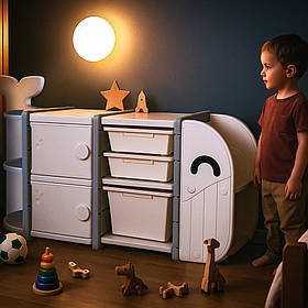 Стелаж органайзер з контейнерами та поличками для зберігання іграшок Mealux Swimo