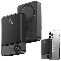 Повербанк бездротовий 20W, 10000 mAh, MagSafe, Чорний / Магнітний павербанк / УМБ / Портативний повер банк