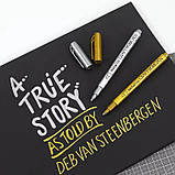 Набір маркерів металік на водній основі Metallic Craftwork Pen 12шт для малювання та творчості, 6 золотистих + 6 сріблястих, фото 5