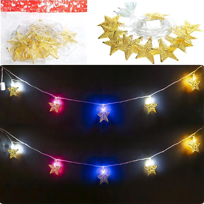 Гирлянда електрична LED 10шт. Зірка золото 2м. RJ-14
