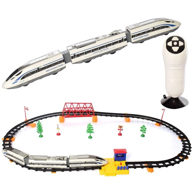 Залізниця 2805Y-2 з радіокеруванням, 2 локомотиви, вагон, звук, світло, довжина 264 см