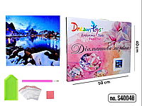 Алмазна мозаїка Зимова казка біля кришталевого озера 40×50