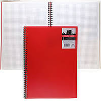 Зошит офісний А4 / 80 аркушів / клітинка / Книжка записна DIAMOND (COLOR BOOK) / на спіралі / червона гладка