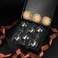 Набір коньячних келихів 6 штук із гравіюванням у подарунковому пакованні для елітних напоїв