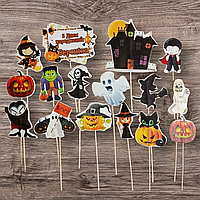 Кондитерські фігурки( топери) їстівні з цукрової мастики на торт " День народження в стилі Хеллоуїн"