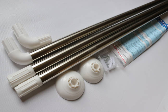 Карниз для ванної кутовий хромований 90x90x90 см, фото 1