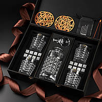 Подарунковий набір для віскі 4 склянки 280 мл графин 700 мл стеатитові камені охолодження оригінальний подарунок чоловікові