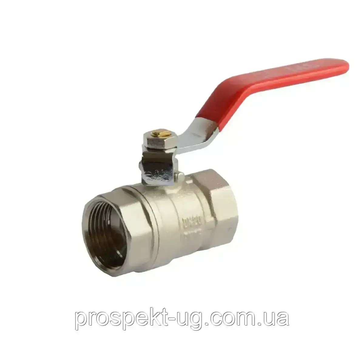 Кран кульовий латунний Ду40 (1 1/2") ВВ важіль (PN16) нікельований, фото 1