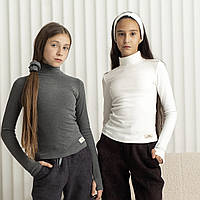 Теплый детский гольф-водолазка из термофлиса для девочки