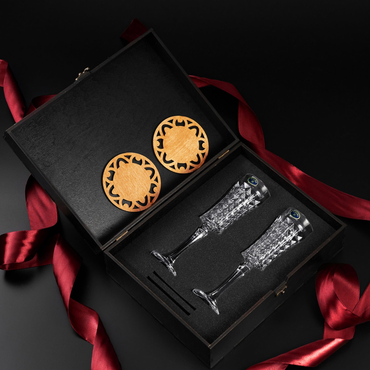 Подарунковий набір із 2 келихів для шампанського Bohemia Diamond 120 мл стильний подарунок чоловікові шефу на ювілей, фото 1