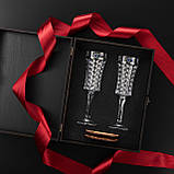 Подарунковий набір із 2 келихів для шампанського Bohemia Diamond 120 мл стильний подарунок чоловікові шефу на ювілей, фото 3