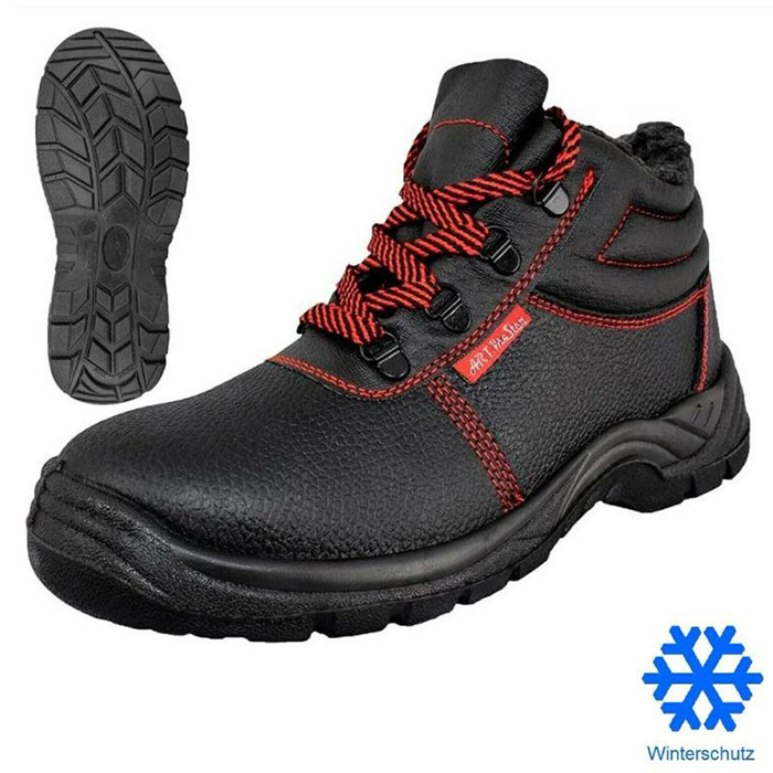 Черевики зимні чоловічі ударостійкі робочі захисні з метал підноском, спецвзуття шкіряне на хутрі утеплене захисне, польша