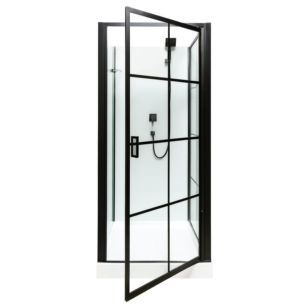 Душовий бокс Vivia Agata 9900 NEW 90x90x207 см на низькому піддоні чорний прозоре скло розпашні двері