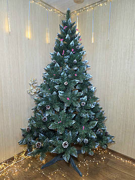 Штучна ялинка "Елітна з шишками та калиною" зелена, 2 м