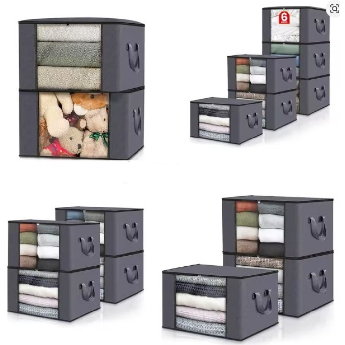 Набір сумок для зберігання речей з видним віконцем, 6 шт. розмір 60×40×35 см. Органайзер для зберігання речей