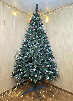 Штучна ялинка "Елітна з шишками та калиною" зелена, 2.2 м