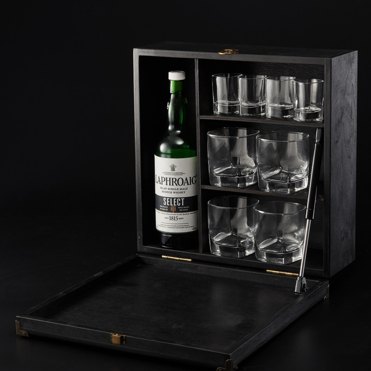 Мінібар настінний зі склянками на 4 персони з дерева ідеальний подарунок для чоловіків і барний комплект для дому, фото 1