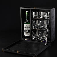 Мінібар настінний зі склянками на 4 персони з дерева ідеальний подарунок для чоловіків і барний комплект для дому