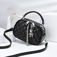 Маленька дитяча сумочка клатч з брелоком, міні сумка для дівчаток з ведмедиком Чорний