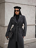 Жіноче демісезонне кашемірове пальто з поясом, фото 3