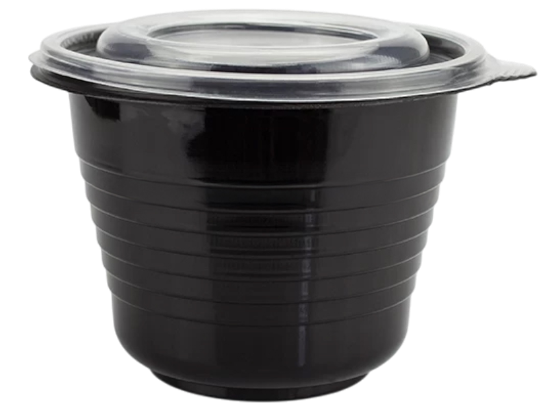 Супниця чорна + прозора кришка (750мл) (50шт), фото 1