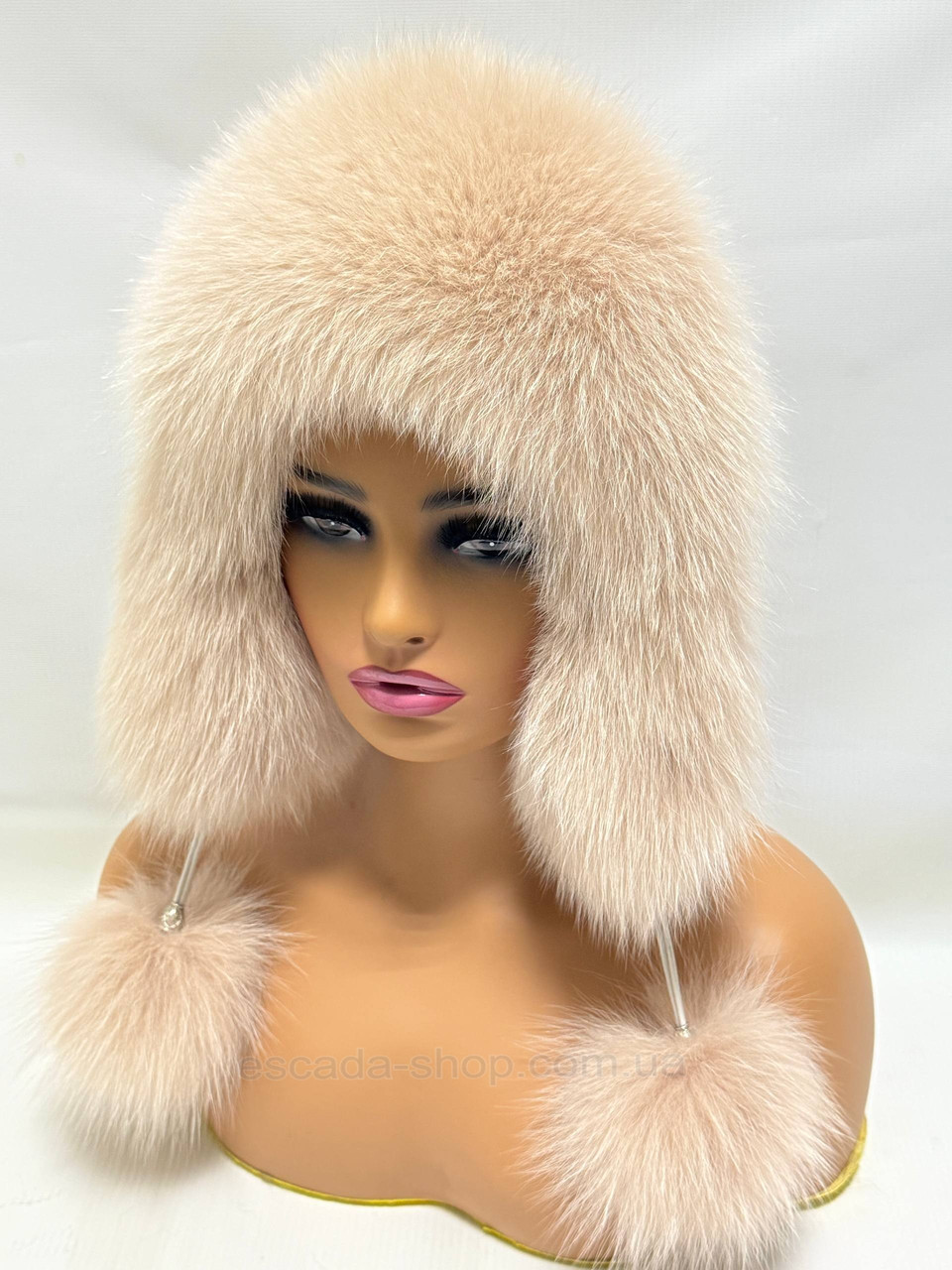 Шапка жіноча з хутра песця "Вушанка", фото 1