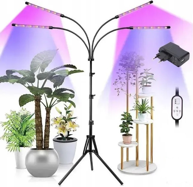 Гнучка ультрафіолетова лампа для рослин на 4 гілки від USB, 30 Вт. Світлодіодна фітолампа., фото 1