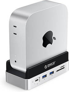 ORICO VS10 MiniDock - док-станція та підставка 10-в-1 для Mac mini M4, алюмінієвий концентратор із корпусом для SSD M.2, 10 Гбіт/с