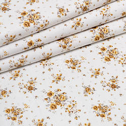 Фланель "Троянди коричнево- бежеві" на білому тлі, ширина 240 см