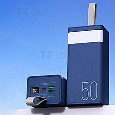 Повербанк для роутера REMAX RPP-321 на 50000 mAh зі швидким заряджанням powerbank + usb шнур для вайфай роутера 5В на 12В — Синій, фото 4