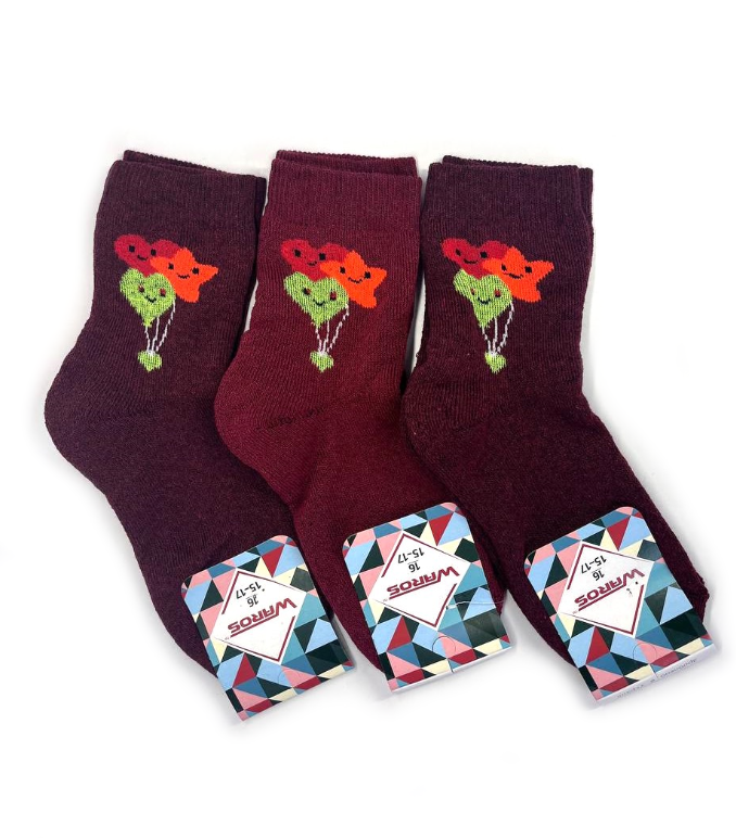 Шкарпетки дитячі махрові "Love" бурдові 16 р. (12 пар!) (Зимові) Варос, фото 1