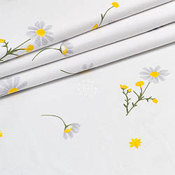 Фланель "Ромашки сірі" на білому, ширина 240 см