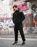 Флісовий чоловічий спортивний костюм STATIX чорний, Чоловічий спортивний костюм фліс