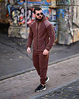 Флісовий чоловічий спортивний костюм STATIX коричневий, Чоловічий спортивний костюм фліс