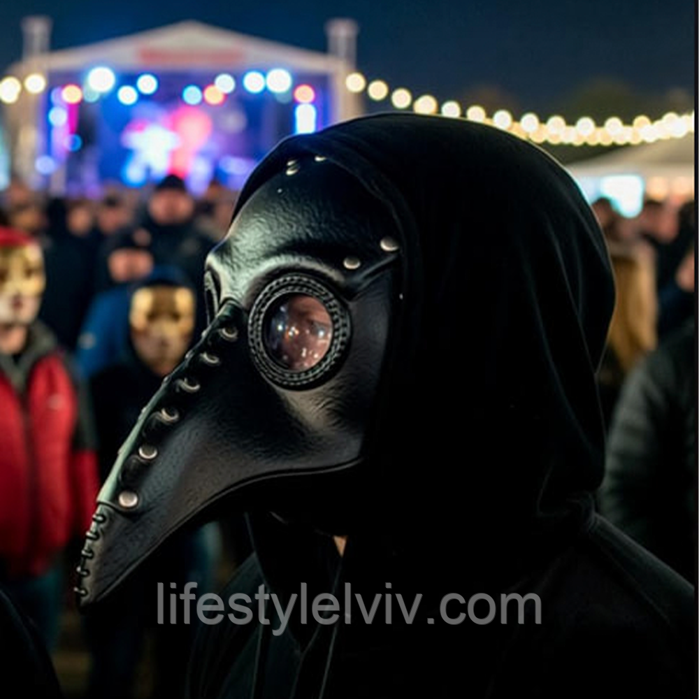 Пластикова маска Чумний лікар 25х15 / Маска на Хелловін / Карнавальна маска, фото 1